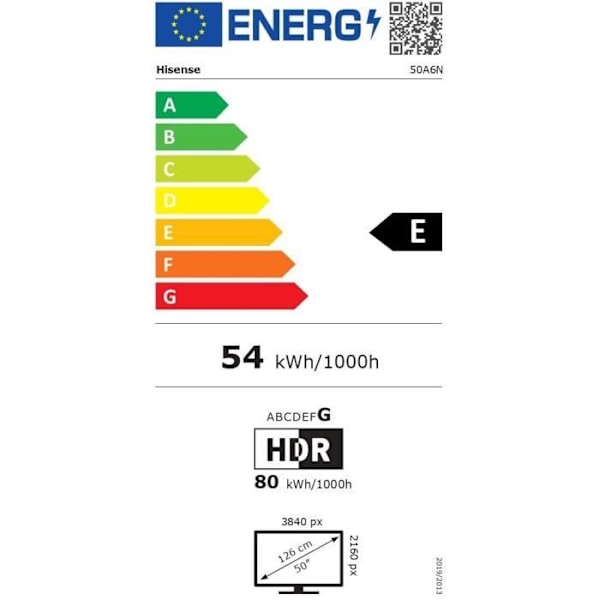 LED-TV - HISENSE - 50A6N - 50" (126 cm) - Erittäin ohuet reunat - 4K UHD (3840x2160) - Dolby Vision - Yhdistetty televisio - 3xHDMI 2.1