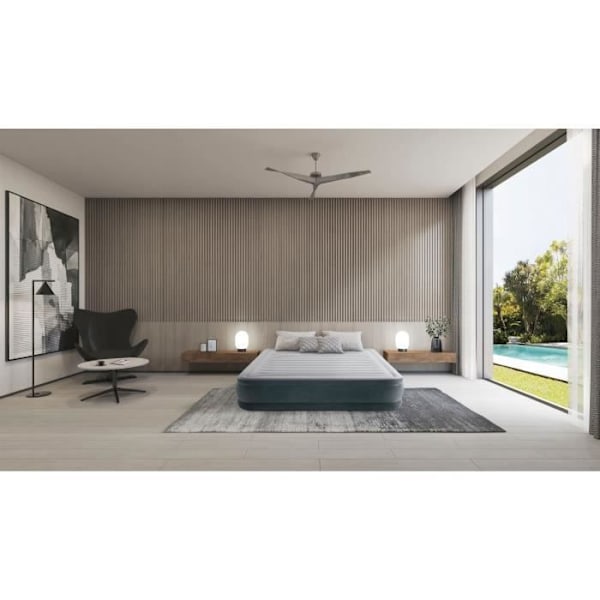 Intex luftmadras - 2 personer - 150 x 200 cm Färg: Ljusgrå / Mörkgrå kant