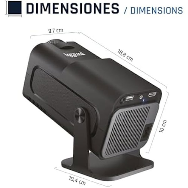 Mini LED-projektor - IGGUAL - MP1080p - Full HD - WiFi - Bluetooth - 300 ANSI Lúmenes