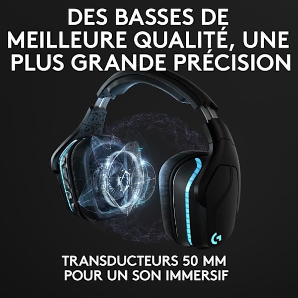 Langattomat pelikuulokkeet - LOGITECH G - G935 LIGHTSYNC - 7.1 Surround Sound - Keinuva mikrofoni - PC/MAC/PS4/NINTENDO-kytkin - Musta