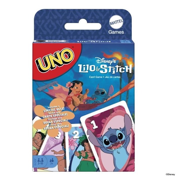 Mattel Games - Disney UNO Lilo ja Stitch - Lasten ja perheen korttipeli JCC10 Flerfärgad