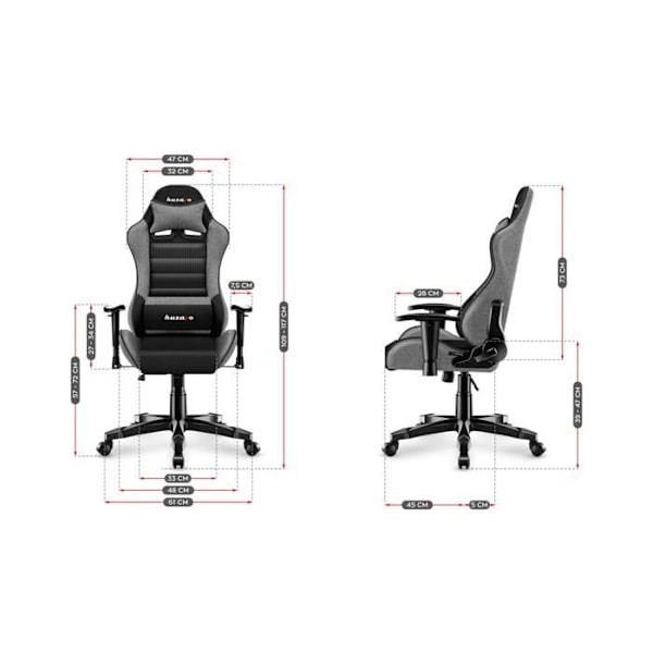 HUZARO Ranger 6.0 Grå mesh Gaming Stol Ergonomisk Højdejusterbar Drejelig Lumbar Support Tippet sort, grå
