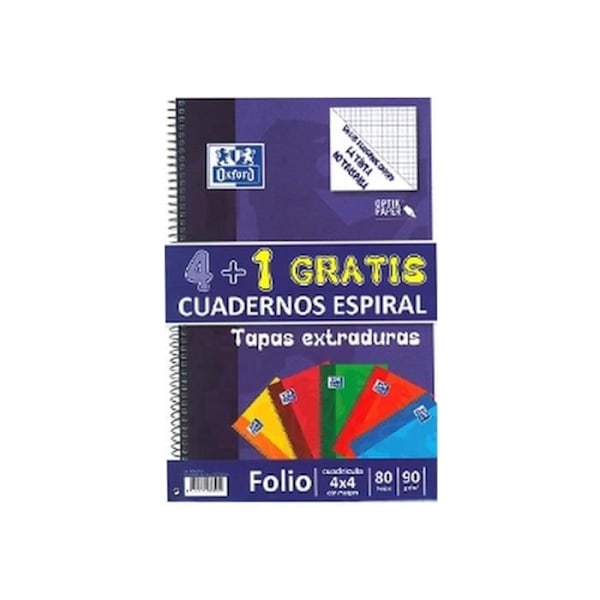Notesbog - Oxford - Folio - 215 x 310 mm - 160 sider - Hård bagside - Assorterede farver farve sortiment