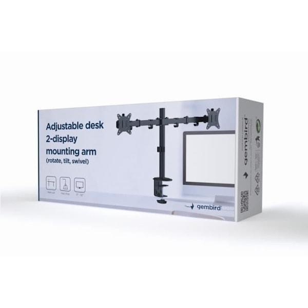 TV-stöd - Gembird - MA-D2-01 - Neutralt - 30 kg - Svart