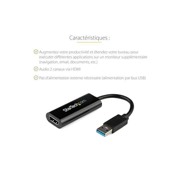 StarTech.com - USB32HDES - Slank USB 3.0 til HDMI videoadapter - M/K - 1920x1200