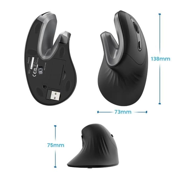 Langaton ergonominen vertikaalinen hiiri Ewent EW3154 3200 DPI Musta