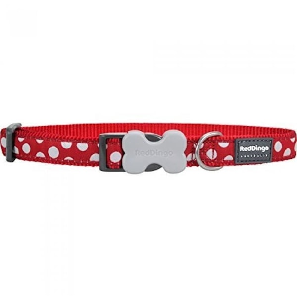 Koiran kaulapanta - RED DINGO - Punainen valkoisilla palloilla - 24-37 cm - 15 mm - Säädettävä