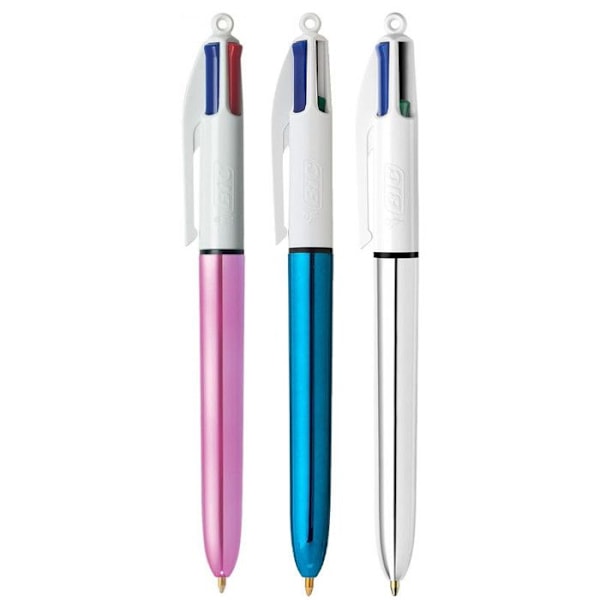Kuglepenne - BIC - Shine - Metal - 4 farver - Mellemspids 1.0 mm glänsande metall