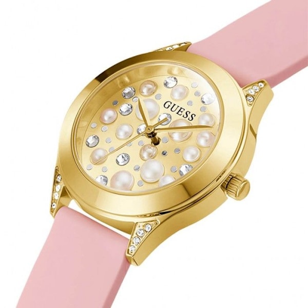 Kello - Guess - Pearl GW0381L2 - Kvartsi - Kulta - Vaaleanpunainen silikoni Guld, Rosa