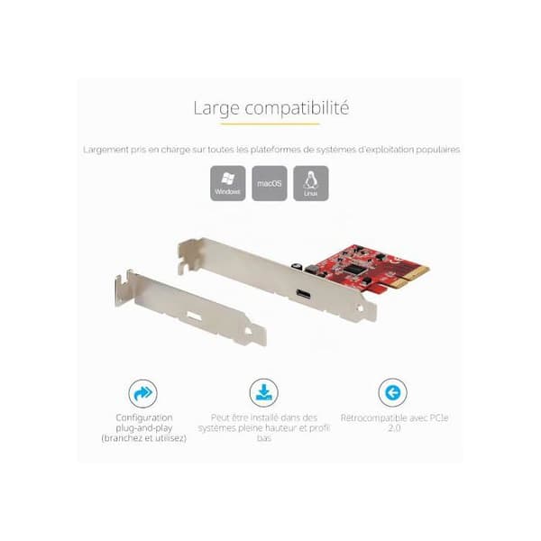 PCI-kortti - STARTECH - PEXUSB321C - PCI-liitäntä - Punainen - Leveys 80 mm