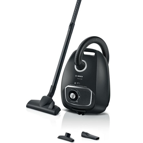 BOSCH Serie 4 BGB41BA1 - Støvsuger med pose - Aktionsradius 11 m - Posens kapacitet 4L - 75 dB - 700 W - Sort Sort