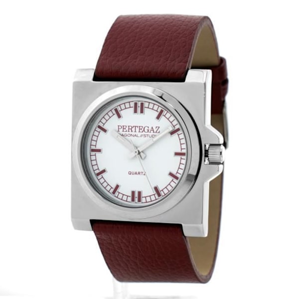 PERTEGAZ unisex bordeaux hvid stålur - herre og damer PDS-018-B