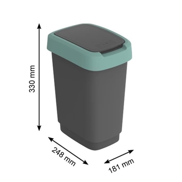 Affaldsbeholder Swing Rotho Twist 10L sort/mørkegrøn svart/mörkgrön