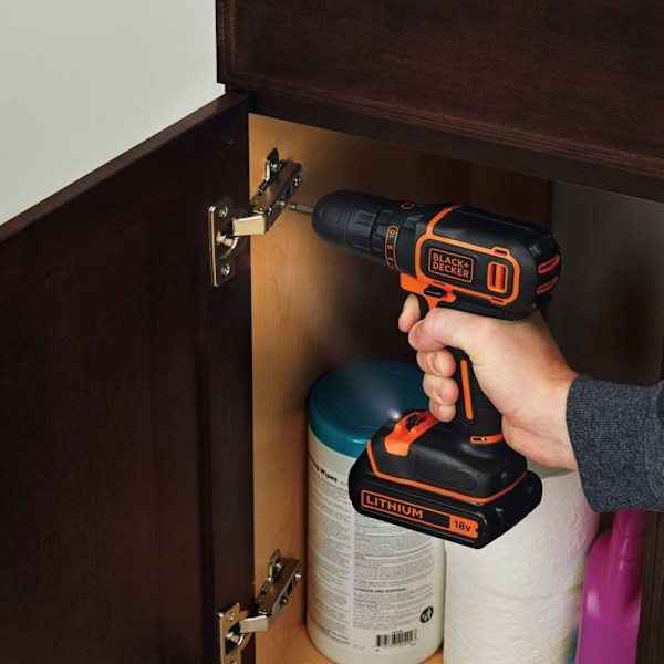 Akkuporakone - Black+Decker - 18V - 1 1,5Ah akku - Kompakti ja kevyt