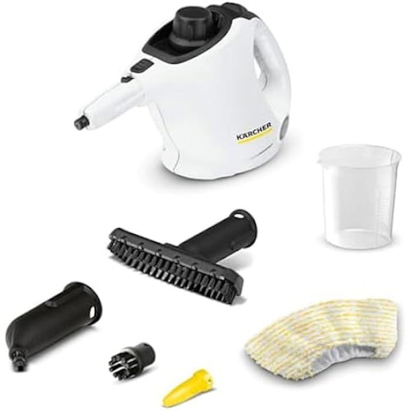 Damprenser - KARCHER - SC 1 - Damptryk 3 bar - Forvarmningstid 3 min - Effekt 1200 W Sort, Hvid