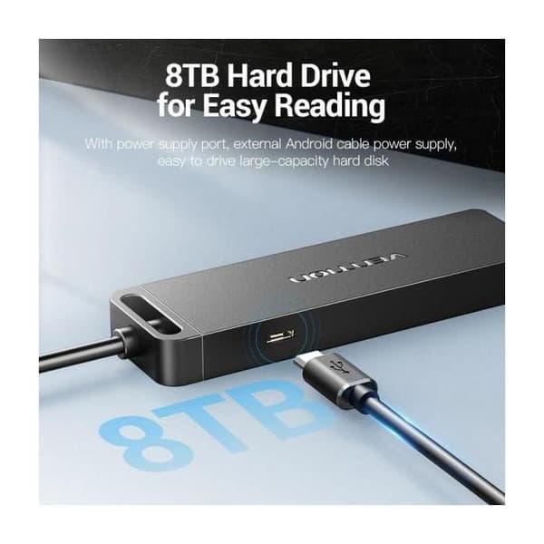 USB 2.0 Hub - VENTION - CHMBD - 4 Porte - 50cm - Sort