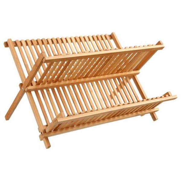 Diskavlopp - Ej specificerat - Vikbar dubbelvåning - Slitstark bambu - Skandinavisk stil - Brun Beige
