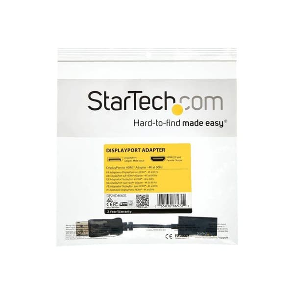 DisplayPort - HDMI - STARTECH.COM - Ultra HD 4K 60 Hz - M/N - Musta