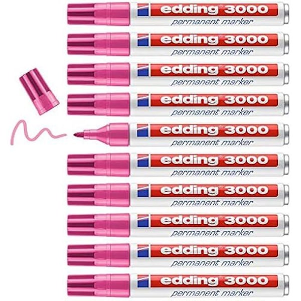 Permanent markör - EDDING - 3000 - Rosa - 10 pennor - Rund spets 1,5-3 mm -11: 10 pennor - Rosa