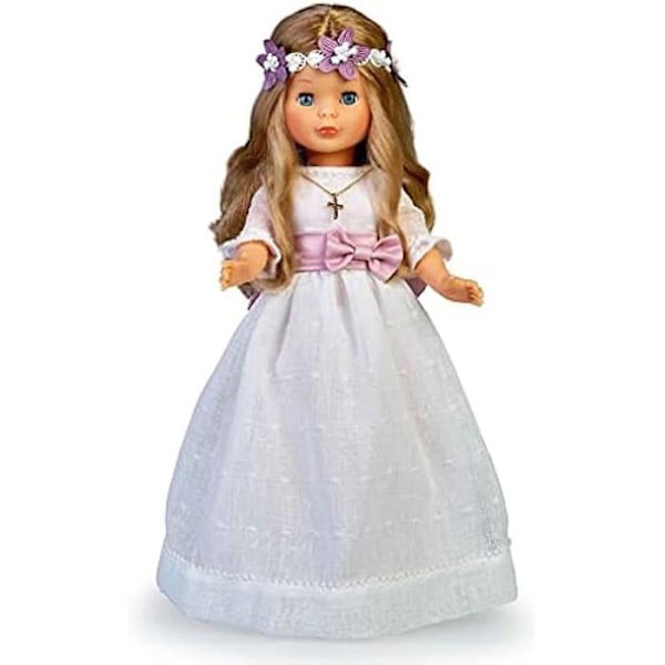 Keräilynukke - FAMOSA - Nancy Collection Communion - 42 cm - Valkoinen mekko - Ristiriipus Blond, brunett