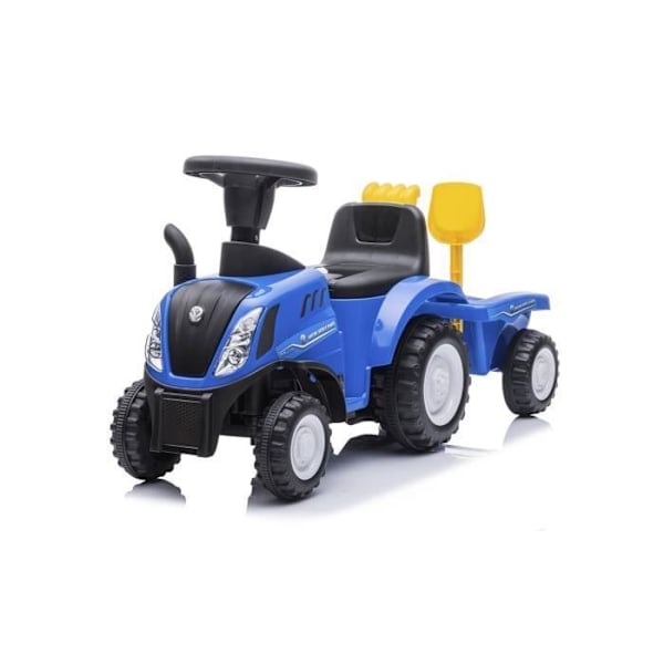 DEVESSPORT Traktor New Holland Blå 2i1: Gåvogn & Skubbevogn. Klaxon, Forlygter. Sikker. Fra 1 År.