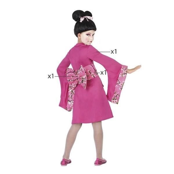 Fuchsia Rosa Geisha kostym för barn (3 st) - storlek: 3-4 år
