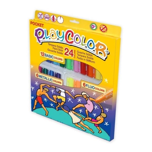 5g Solid Gouache Paint Penne - Pocket One Pack (Basic+Metal+Fluo) - 24 assorterede farver - Playcolor - 02051 TU Uni