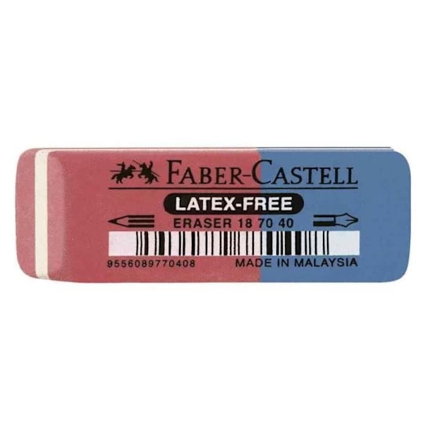 Kombinerede gummi viskelædere - FABER-CASTELL - Pakke med 40 - Rød/Blå - Til børn - Mål 56x20x7mm