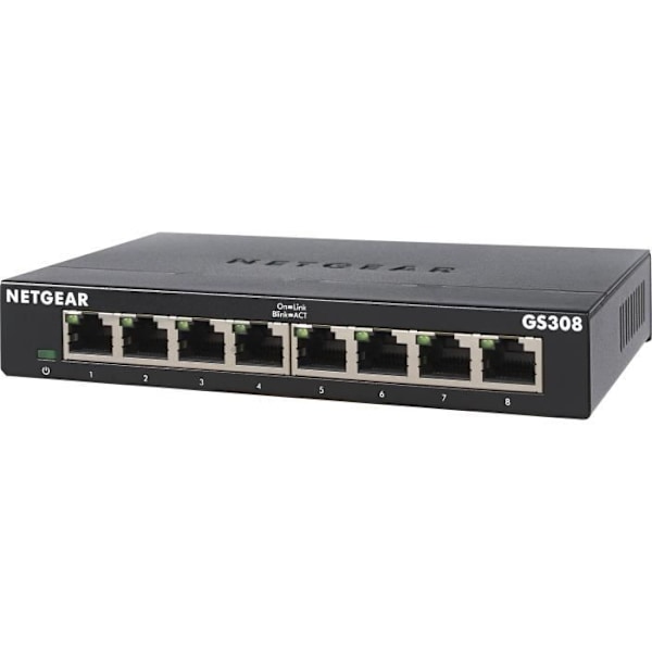 NETGEAR GS308-300PES Metal Ethernet-switch 8 Gigabit-portar (10/100/1000) Svart
