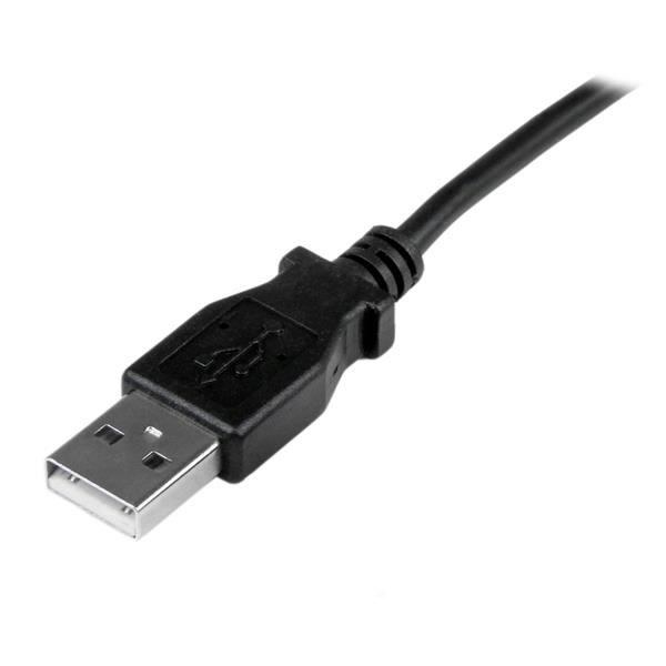 Mini USB kabel - A til Mini B vinklet 90° opad - 1 m - Sort