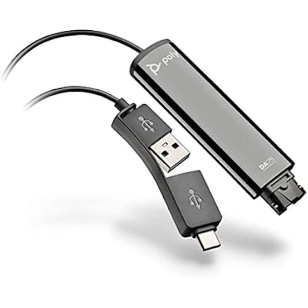 USB-A/C adapter - POLY - DA75 - Smart recognition - EncorePro headset - Black