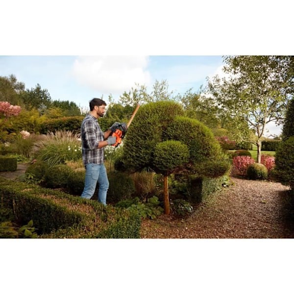 BLACK + DECKER BEHTS401-QS 500W 55cm sähköpensasleikkuri kahdella kahvalla ja suojalla, epäsymmetrinen terä Orange, sort