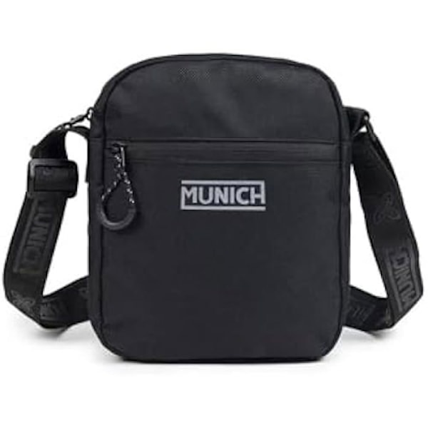 Sac Crossbody - MUNICH - FW24 - Läder Svart - Justerbar Axelrem - 12x33x23 cm Svart