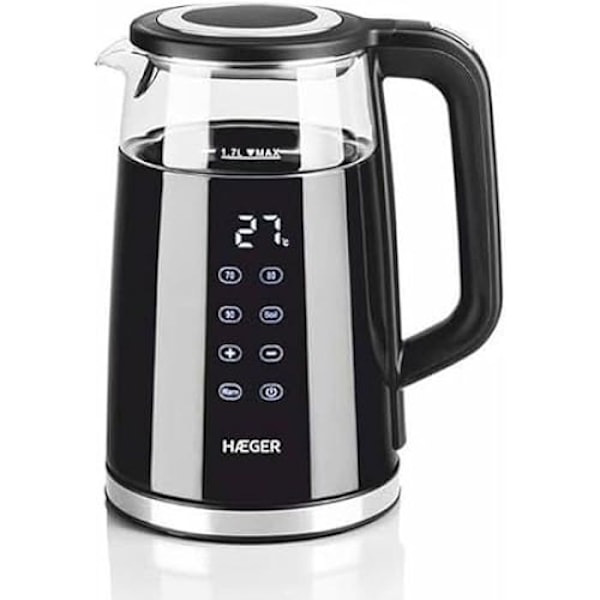 HAEGER Digiglass 1,7L 2200W vattenkokare - Sladdlös gjutning - 360 graders bas