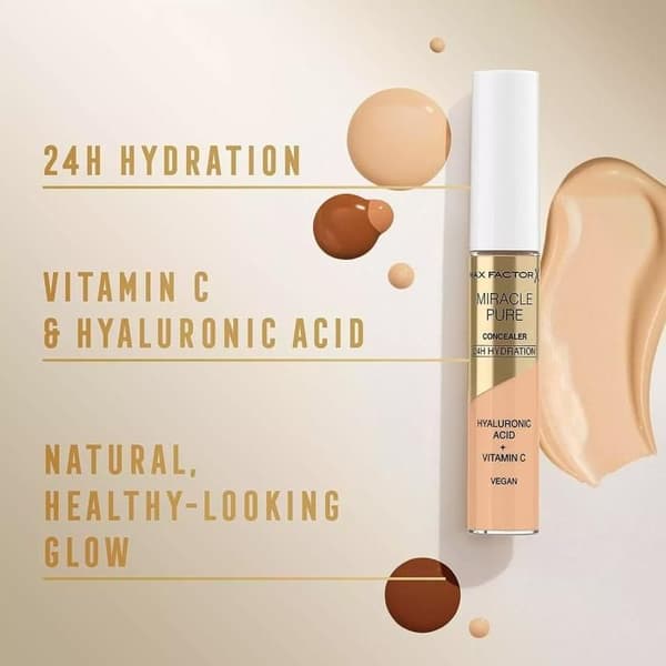 Anticerne - MAX FACTOR - 24H PURE MIRACLE - Hyaluronihappo - C-vitamiini - 04 Keskitaso 04 Medium
