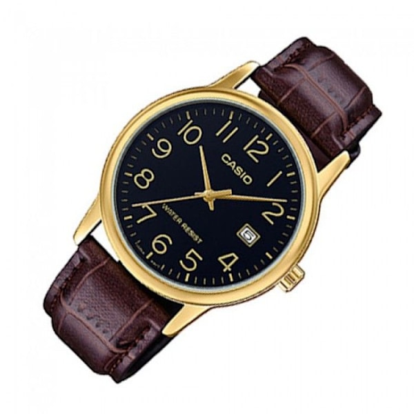 Kello - Casio - MTP-V002GL-1B - Kvarts - Nahan nahkaa - Vesitiivis sort