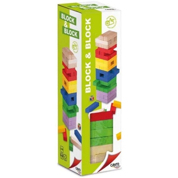 Farvefulde træspil tårne Cayro Block&block - multicolor - 7x24x7 cm Multifarvet