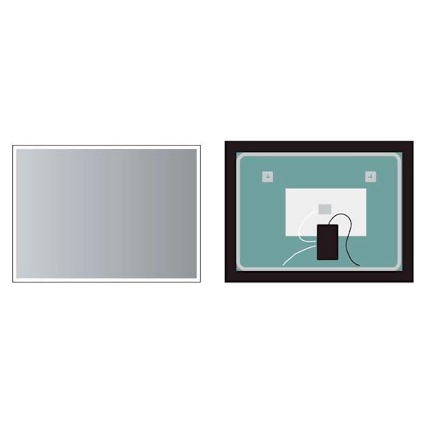 Spejl Badeværelse - SANIZÉO - SUIZA - Anti-Dug - Triled Belysning - 140x80cm Mat Sort Matte svart