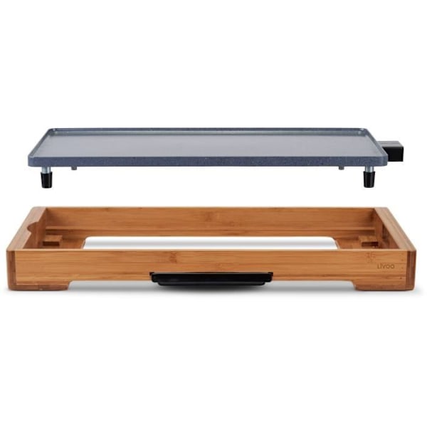 Bamboo grill med keramisk beläggning - LIVOO - DOC322 - 2200W - Avtagbar platta i aluminium - Justerbar termostat Trä