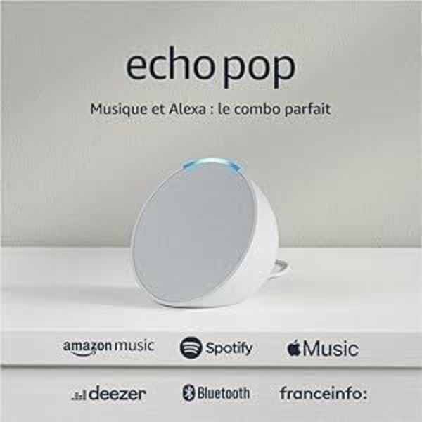 Vokalassistent - AMAZON - ECHO POP (1. generation) - Integreret Alexa - Hvid Hvid