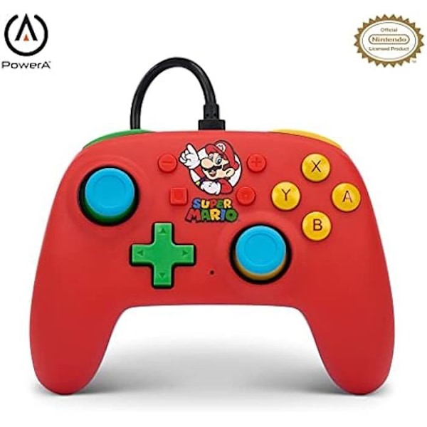 Nintendo Switch OLED ja Lite langallinen ohjain - POWERA - Super Mario - Tärinä Super Mario färgschema