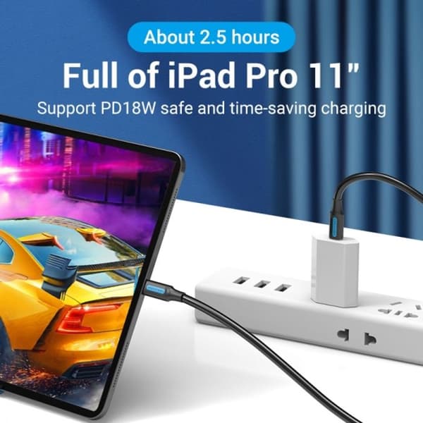 Vention USB-C Uros USB-C Uros - 1m - 3A - PD60W - Väri Musta