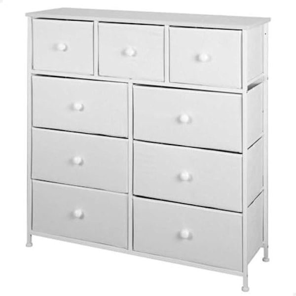 Kommode - AKTIVE - 100x30x100 cm - Hvid - 9 skuffer - Metalstruktur Vit