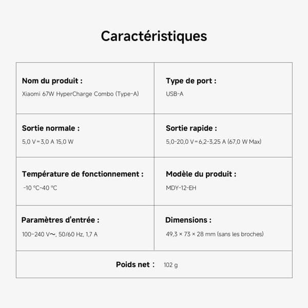XIAOMI 67w Hypercharge Combo Type-A - Hvid Hvid
