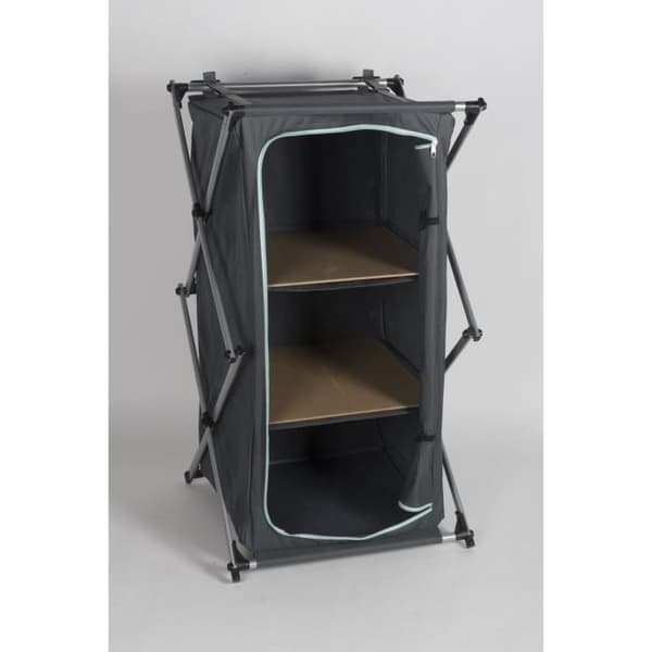 Sammenfoldelig campinggarderobe 53x49cm højde 95cm - 2 pladsbesparende hylder Grå anthracit
