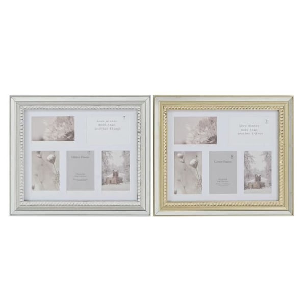 luksus fotoramme 46,5 x 2 x 40 cm traditionelt polystyren sølv guldglas (2 enheder)