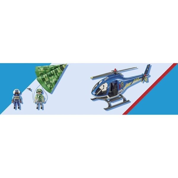 PLAYMOBIL 70569 Poliisihelikopteri ja laskuvarjohyppääjä, Kaupunkitoiminta, Poliisit, Alk. 4 vuotta Blå