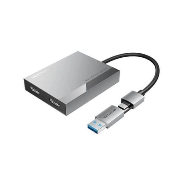 Vention ACXHB USB-C/USB-A 2x HDMI 4K 60Hz 15cm Harmaa DisplayLink