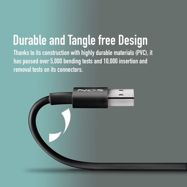 USB-A til USB-C ladekabel - NGS - ZYRO-AC SORT - 1 m - 15W - 480 Mbps