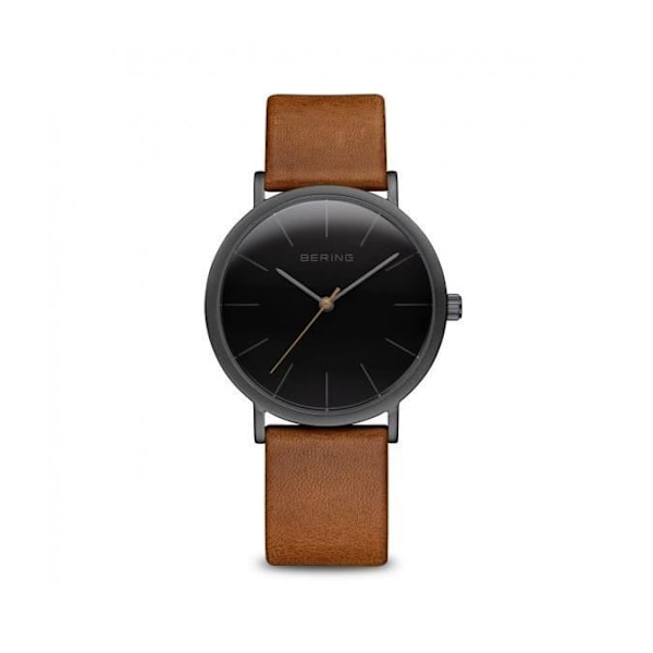Dameur - Bering - 13436-522 - Kvarts - Læder - 36mm Sort Antracit